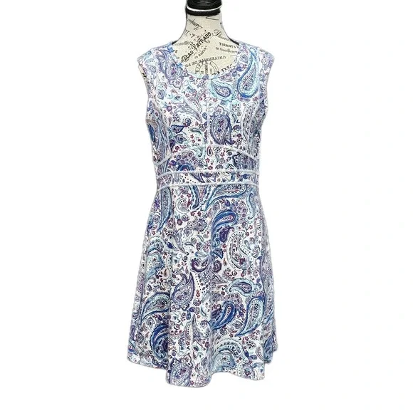 Title Nine Dress M Floral Paisley Pocket Athleisure Beach Pickleball Tennis Prep - Picture 1 of 15